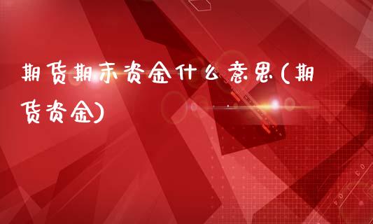 期货期末资金什么意思(期货资金)_https://www.fcdydaikuan.com_德指期货直播_第1张