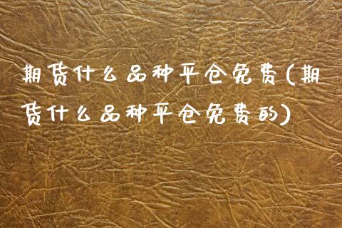 期货什么品种平仓免费(期货什么品种平仓免费的)_https://www.fcdydaikuan.com_恒指期货直播_第1张