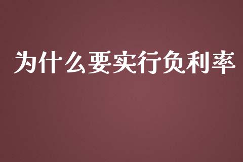 为什么要实行负利率_https://www.fcdydaikuan.com_恒指期货直播_第1张