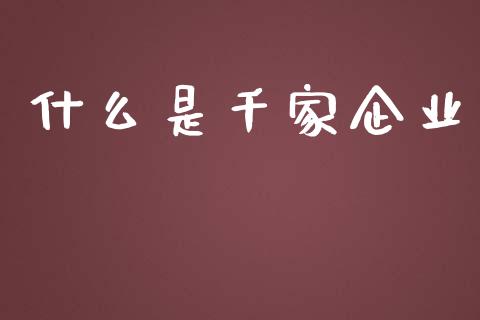 什么是千家企业_https://www.fcdydaikuan.com_恒指期货直播_第1张