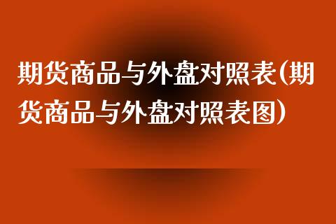 期货商品与外盘对照表(期货商品与外盘对照表图)_https://www.fcdydaikuan.com_恒指期货直播_第1张