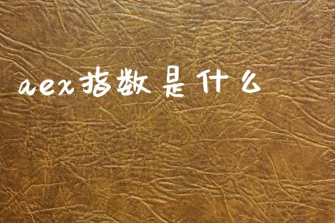 aex指数是什么_https://www.fcdydaikuan.com_恒指期货直播_第1张