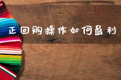 正回购操作如何盈利_https://www.fcdydaikuan.com_黄金期货直播_第1张