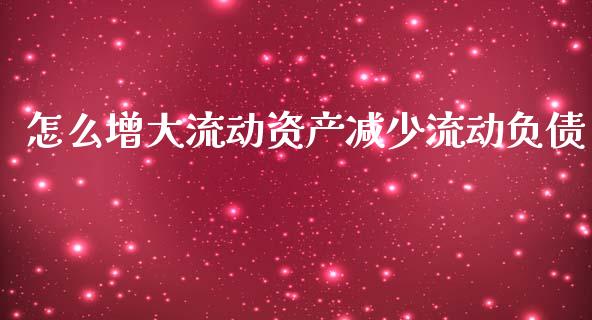 怎么增大流动资产减少流动负债_https://www.fcdydaikuan.com_恒指期货直播_第1张