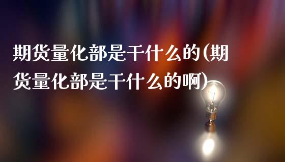期货量化部是干什么的(期货量化部是干什么的啊)_https://www.fcdydaikuan.com_恒生指数直播室_第1张