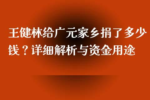 王健林给广元家乡捐了多少钱？详细解析与资金用途_https://www.fcdydaikuan.com_黄金期货直播_第1张