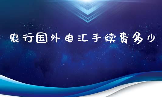 农行国外电汇手续费多少_https://www.fcdydaikuan.com_德指期货直播_第1张