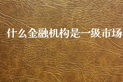 什么金融机构是一级市场_https://www.fcdydaikuan.com_恒生指数直播室_第1张