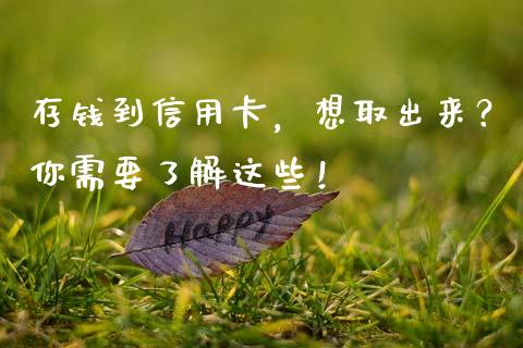 存钱到信用卡，想取出来？你需要了解这些！_https://www.fcdydaikuan.com_恒生指数直播室_第1张