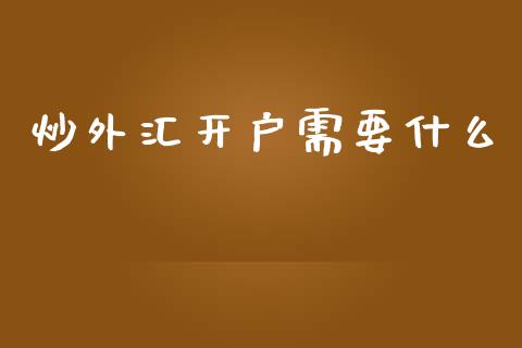 炒外汇开户需要什么_https://www.fcdydaikuan.com_恒指期货直播_第1张