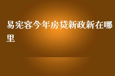 易宪容今年房贷新政新在哪里_https://www.fcdydaikuan.com_恒指期货直播_第1张