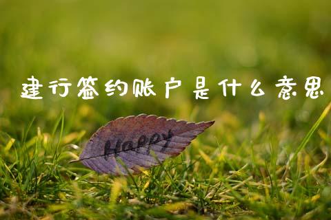 建行签约账户是什么意思_https://www.fcdydaikuan.com_黄金期货直播_第1张