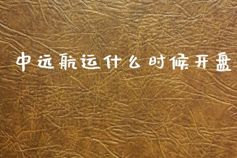 中远航运什么时候开盘_https://www.fcdydaikuan.com_德指期货直播_第1张