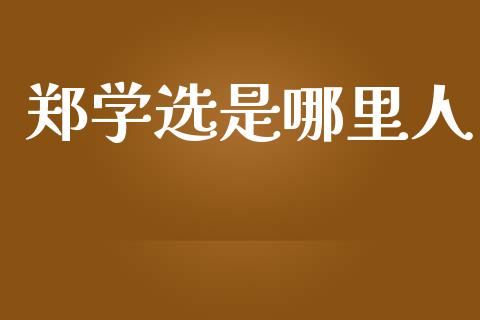 郑学选是哪里人_https://www.fcdydaikuan.com_恒生指数直播室_第1张