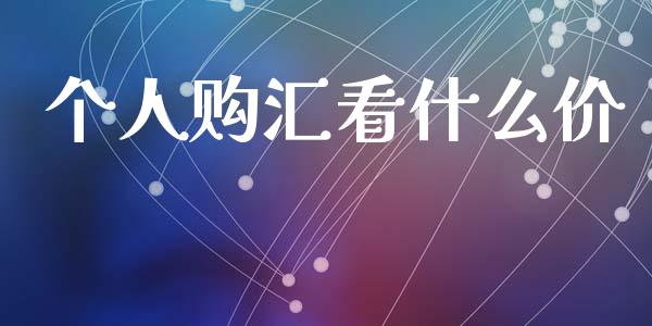 个人购汇看什么价_https://www.fcdydaikuan.com_黄金期货直播_第1张