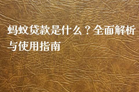 蚂蚁贷款是什么？全面解析与使用指南_https://www.fcdydaikuan.com_德指期货直播_第1张