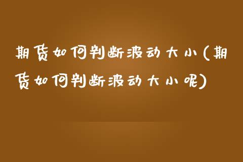 期货如何判断波动大小(期货如何判断波动大小呢)_https://www.fcdydaikuan.com_德指期货直播_第1张