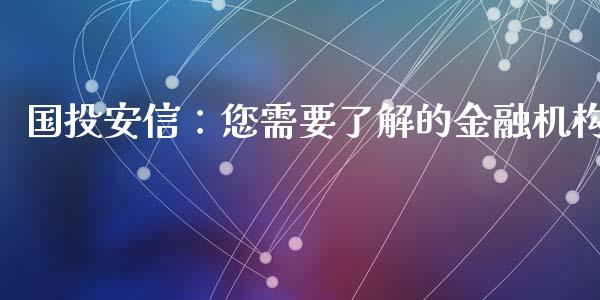 国投安信：您需要了解的金融机构_https://www.fcdydaikuan.com_恒指期货直播_第1张