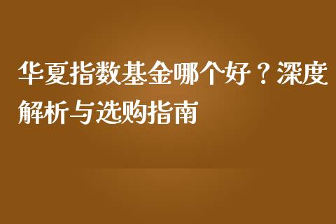 华夏指数基金哪个好？深度解析与选购指南_https://www.fcdydaikuan.com_恒生指数直播室_第1张