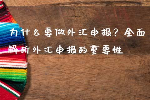 为什么要做外汇申报？全面解析外汇申报的重要性_https://www.fcdydaikuan.com_黄金期货直播_第1张