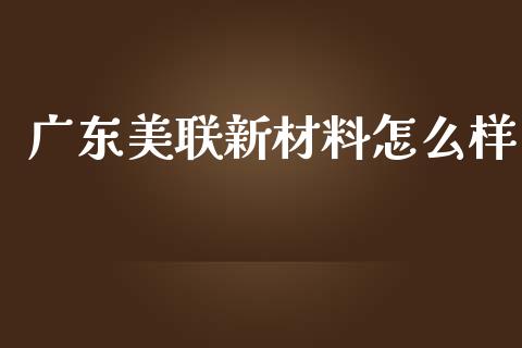 广东美联新材料怎么样_https://www.fcdydaikuan.com_德指期货直播_第1张