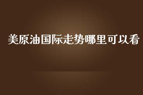 美原油国际走势哪里可以看_https://www.fcdydaikuan.com_德指期货直播_第1张