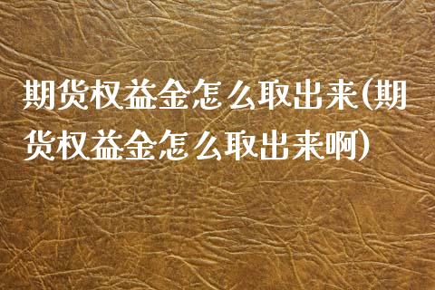 期货权益金怎么取出来(期货权益金怎么取出来啊)_https://www.fcdydaikuan.com_德指期货直播_第1张