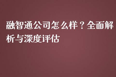 融智通公司怎么样？全面解析与深度评估_https://www.fcdydaikuan.com_恒生指数直播室_第1张