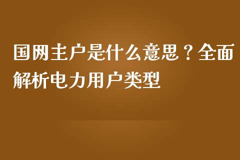 国网主户是什么意思？全面解析电力用户类型_https://www.fcdydaikuan.com_黄金期货直播_第1张