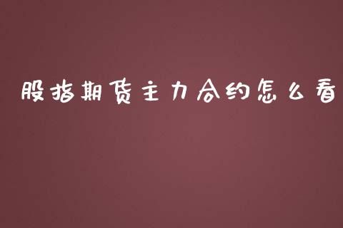 股指期货主力合约怎么看_https://www.fcdydaikuan.com_德指期货直播_第1张