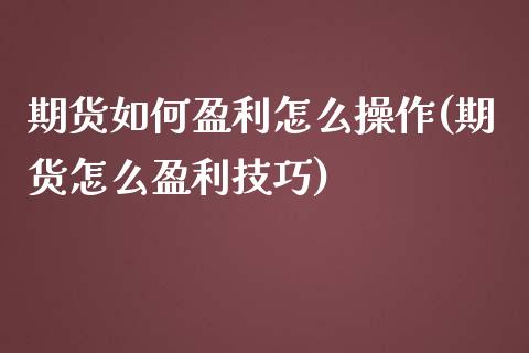 期货如何盈利怎么操作(期货怎么盈利技巧)_https://www.fcdydaikuan.com_黄金期货直播_第1张