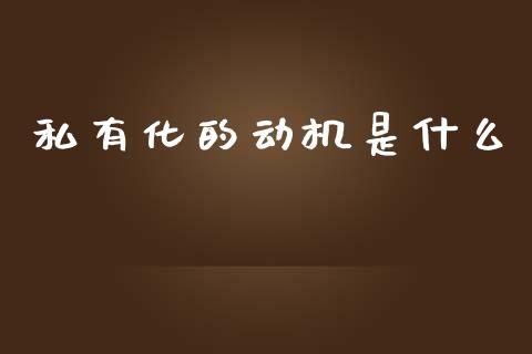私有化的动机是什么_https://www.fcdydaikuan.com_恒生指数直播室_第1张