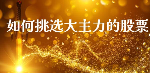 如何挑选大主力的股票_https://www.fcdydaikuan.com_恒指期货直播_第1张