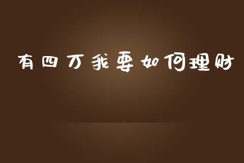 有四万我要如何理财_https://www.fcdydaikuan.com_德指期货直播_第1张