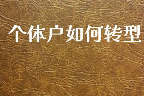 个体户如何转型_https://www.fcdydaikuan.com_黄金期货直播_第1张