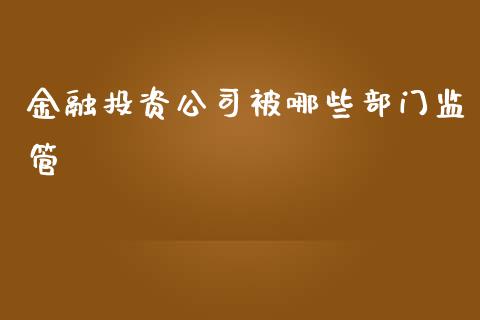 金融投资公司被哪些部门监管_https://www.fcdydaikuan.com_黄金期货直播_第1张
