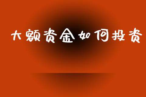 大额资金如何投资_https://www.fcdydaikuan.com_恒生指数直播室_第1张