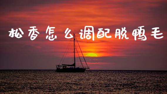 松香怎么调配脱鸭毛_https://www.fcdydaikuan.com_恒生指数直播室_第1张