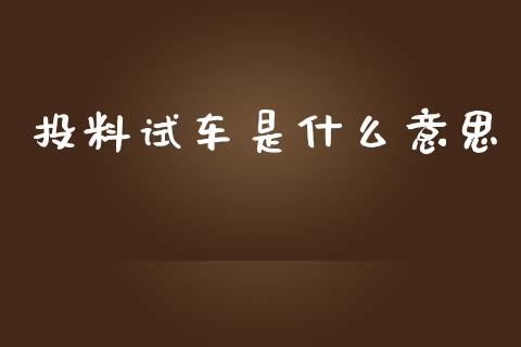 投料试车是什么意思_https://www.fcdydaikuan.com_恒生指数直播室_第1张