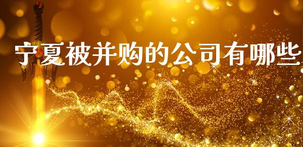宁夏被并购的公司有哪些_https://www.fcdydaikuan.com_黄金期货直播_第1张