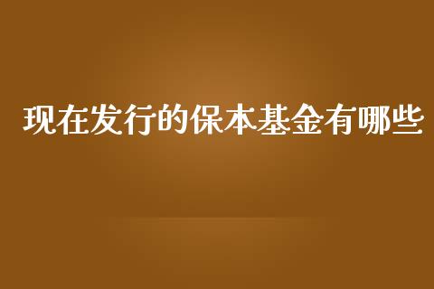 现在发行的保本基金有哪些_https://www.fcdydaikuan.com_恒生指数直播室_第1张