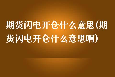 期货闪电开仓什么意思(期货闪电开仓什么意思啊)_https://www.fcdydaikuan.com_黄金期货直播_第1张