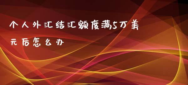 个人外汇结汇额度满5万美元后怎么办_https://www.fcdydaikuan.com_德指期货直播_第1张