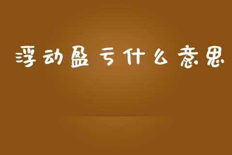 浮动盈亏什么意思_https://www.fcdydaikuan.com_黄金期货直播_第1张