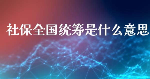 社保全国统筹是什么意思_https://www.fcdydaikuan.com_恒指期货直播_第1张