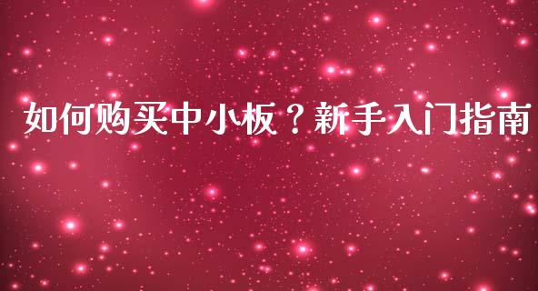 如何购买中小板？新手入门指南_https://www.fcdydaikuan.com_黄金期货直播_第1张